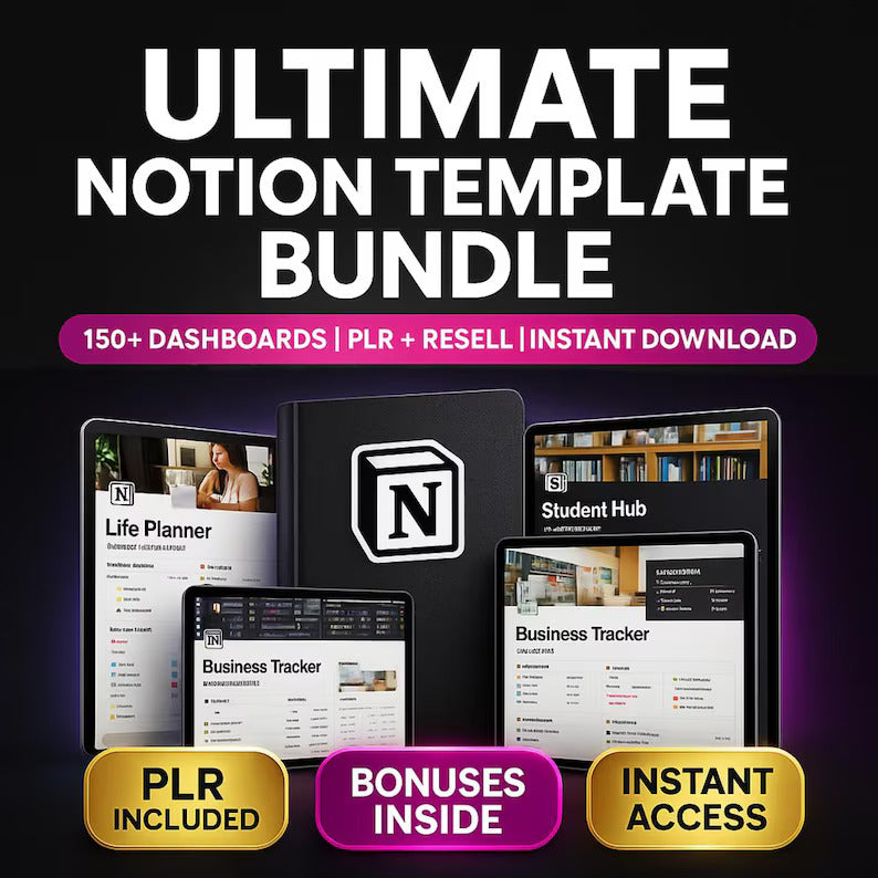 Ultimate 150+ Notion Template Bundle